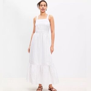 LOFT White Striped Maxi Dress